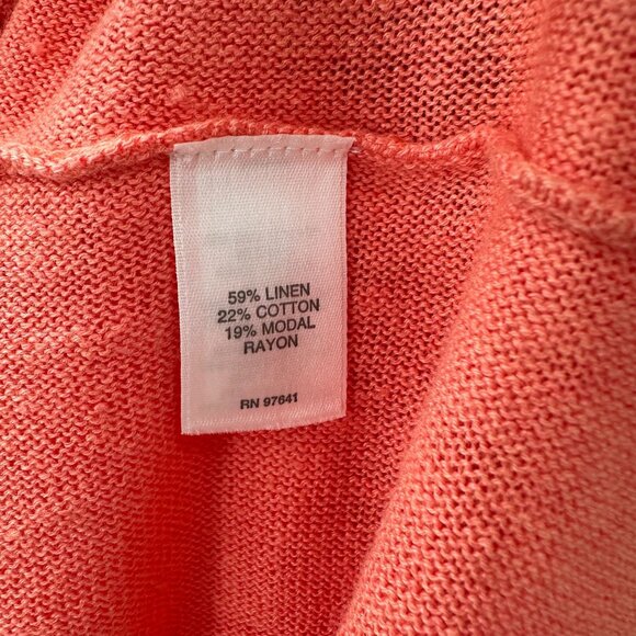 J. Jill Womens Petite Cardigan Shrimp Color Linen Blend Open Front Sizes XSP/MP - Picture 7 of 8